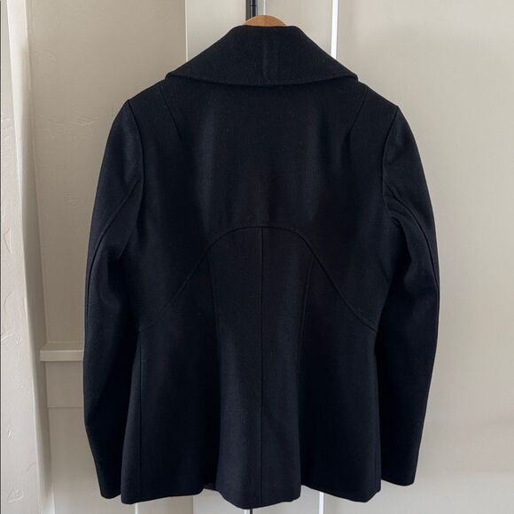 Guess Women's Elegant Black Wool Blend Peacoat Mid-Length Lined Coat Size S EUC - Picture 2 of 15